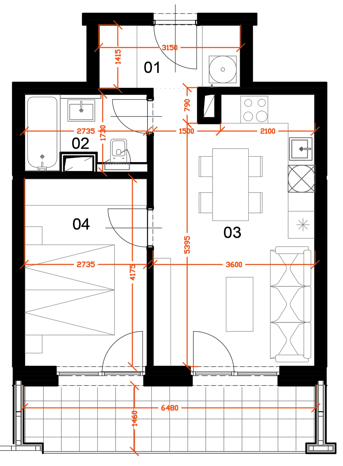 Pôdorys bytu A.4.5